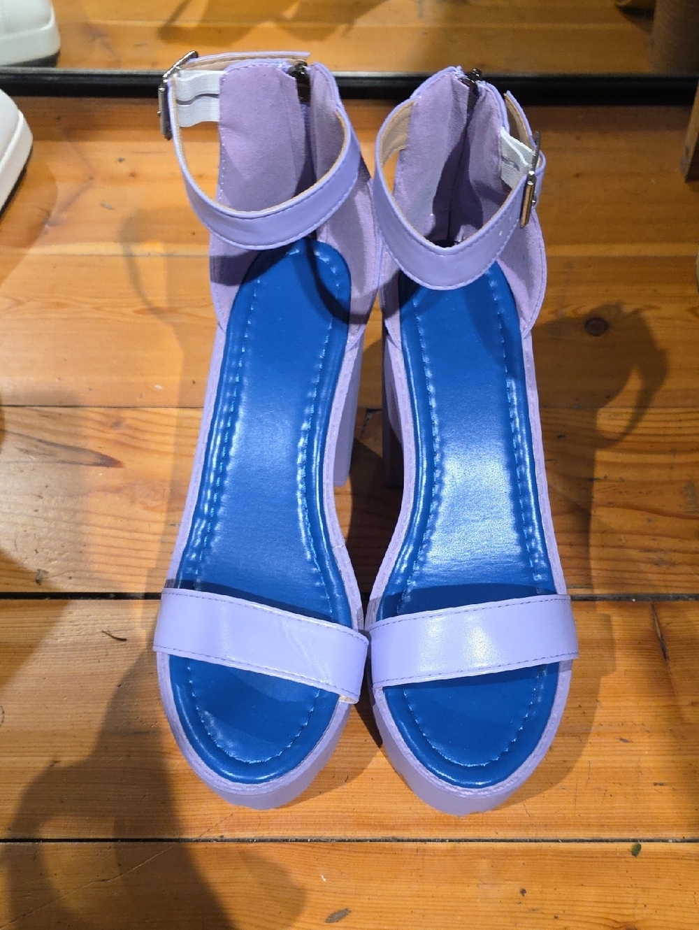 Lavender Ankle-Strap Block Heel Sandals - Women